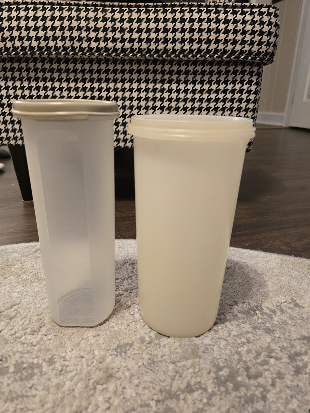 Vintage Tupperware Cream and Translucent Plastic Storage Canisters - Set of 2